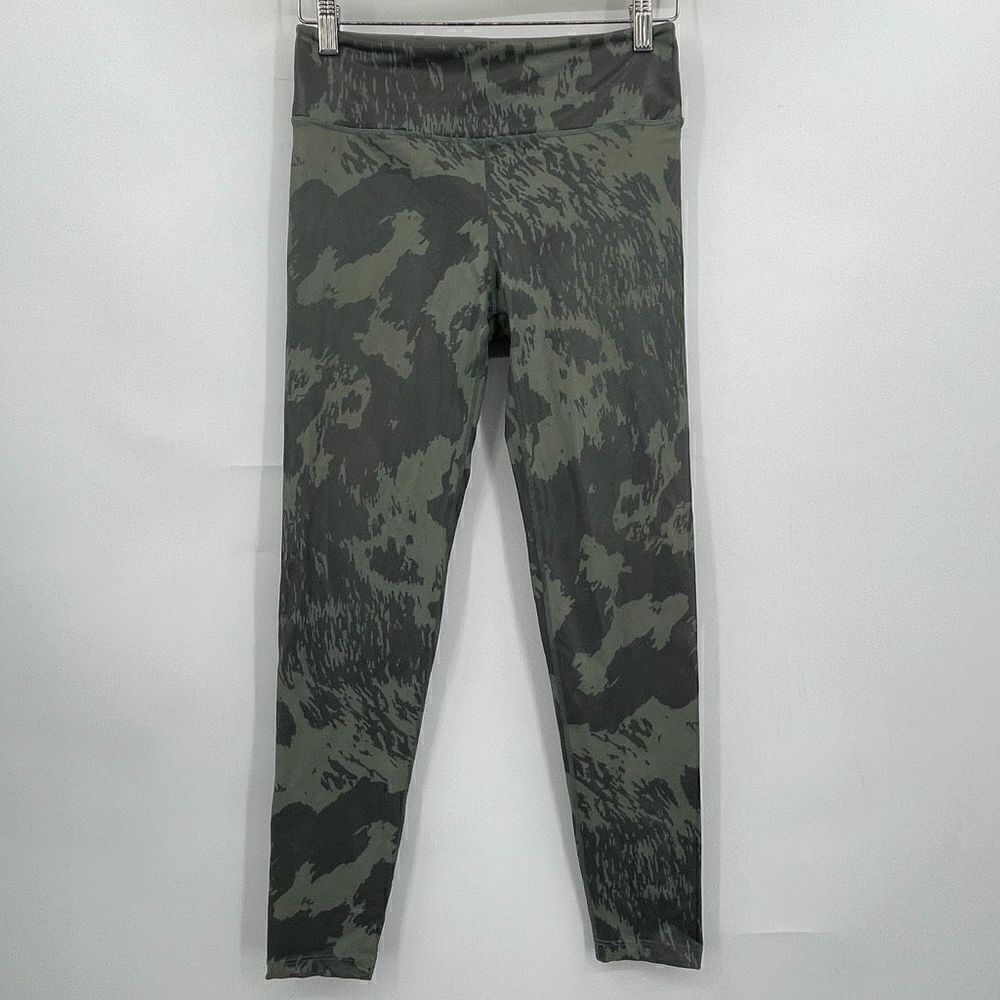 Noli Green Camo Print Wideband High Waist Sports Leggings Size Medium